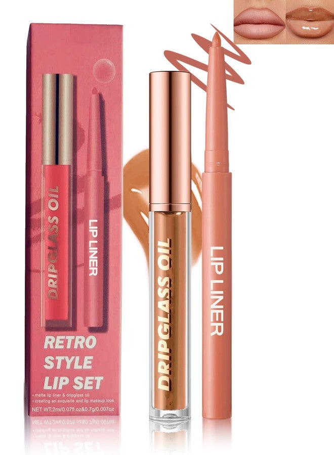 DuaTana Matte Nude Brown Lip Liner Lipstick&Hydrating Glow Lip Oil Lip Combo Set,Moisturizing Plumping Lips Gloss&Smooth Lipliner Liquid Lipstick Long-Lasting,2 in 1 Women Tinted Liptint Stain Balm Makeup -06 - Image 1