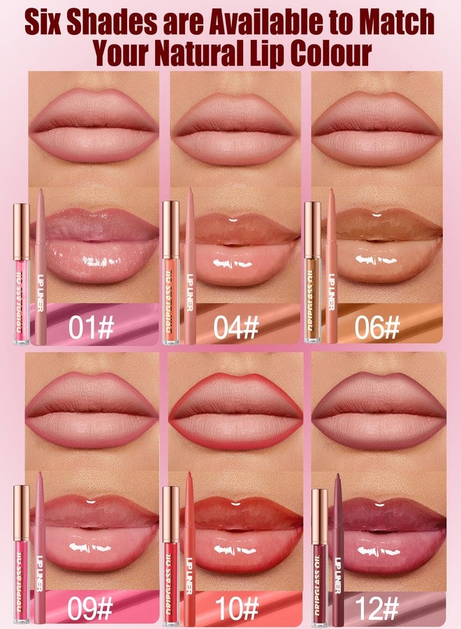 DuaTana Matte Nude Brown Lip Liner Lipstick&Hydrating Glow Lip Oil Lip Combo Set,Moisturizing Plumping Lips Gloss&Smooth Lipliner Liquid Lipstick Long-Lasting,2 in 1 Women Tinted Liptint Stain Balm Makeup -06 - Image 5