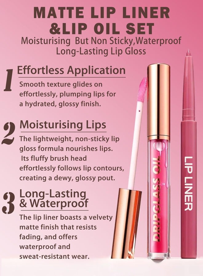 DuaTana Matte Nude Brown Lip Liner Lipstick&Hydrating Glow Lip Oil Lip Combo Set,Moisturizing Plumping Lips Gloss&Smooth Lipliner Liquid Lipstick Long-Lasting,2 in 1 Women Tinted Liptint Stain Balm Makeup -06 - Image 4