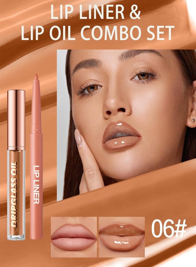 DuaTana Matte Nude Brown Lip Liner Lipstick&Hydrating Glow Lip Oil Lip Combo Set,Moisturizing Plumping Lips Gloss&Smooth Lipliner Liquid Lipstick Long-Lasting,2 in 1 Women Tinted Liptint Stain Balm Makeup -06 - Image 2