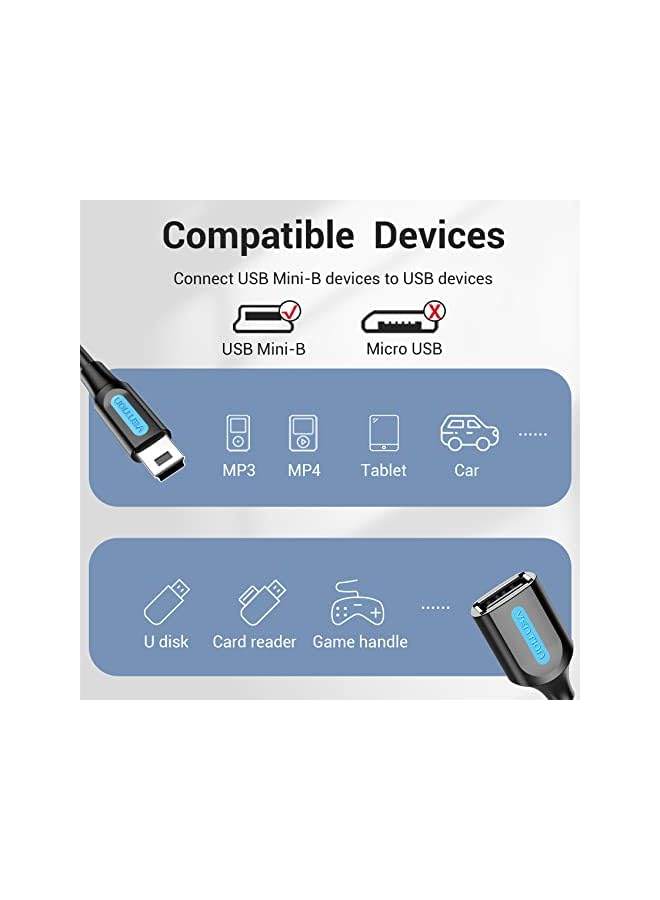 VENTION كابل USB OTG صغير، محول USB OTG صغير ذكر إلى أنثى للكاميرا المحمولة - CCTBB (USB 2.0 Mini-B إلى USB A) - Image 3