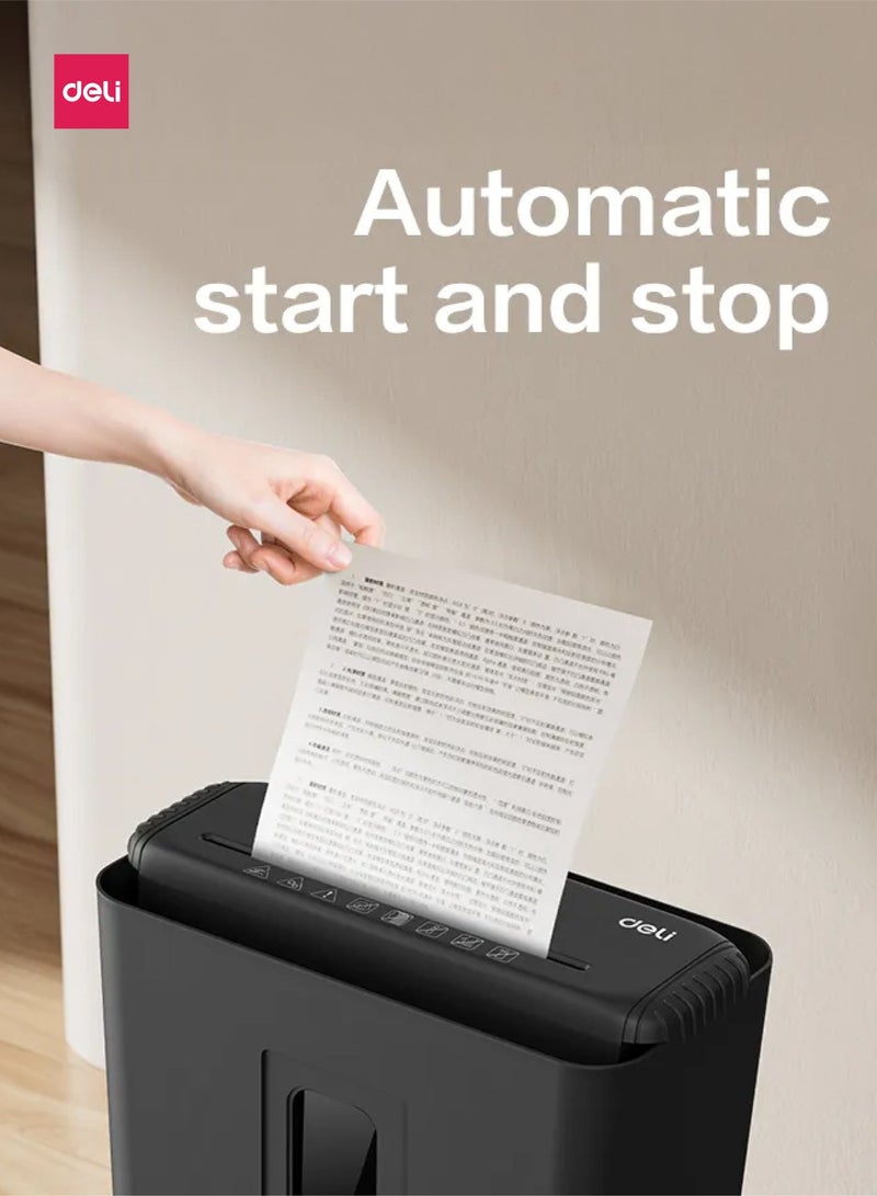 ديلي آلة تمزيق الورق ET102SC بنظام القص الشريطي، سعة 6 أوراق، سلة 12 لتر، حجم صغير للمكاتب - Image 4