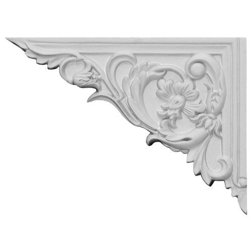 Ekena Millwork SB08X06FL-L Flower, Left Stair Brackets, 8 5/8"W x 6 1/4"H x 5/8"D, Primed - Image 1