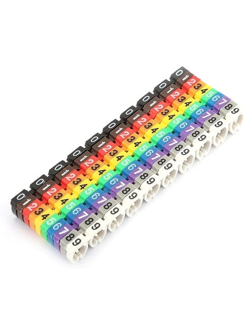 Cable Numbering Kit C Shape Coded Clip On Plastic Cable Identification Wire Cord Cable Marker Digital Number Tube Wire Label Colorful For Marking The Color Coded Cables 100Pcs 6Mm²