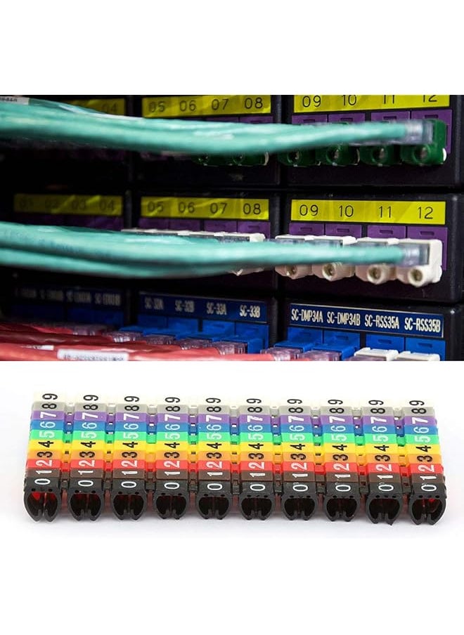 Cable Numbering Kit C Shape Coded Clip On Plastic Cable Identification Wire Cord Cable Marker Digital Number Tube Wire Label Colorful For Marking The Color Coded Cables 100Pcs 6Mm²