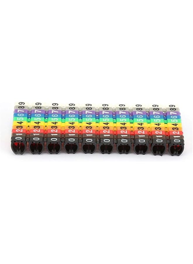 Cable Numbering Kit C Shape Coded Clip On Plastic Cable Identification Wire Cord Cable Marker Digital Number Tube Wire Label Colorful For Marking The Color Coded Cables 100Pcs 6Mm²
