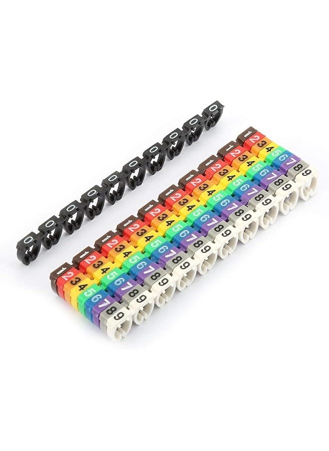 Cable Numbering Kit C Shape Coded Clip On Plastic Cable Identification Wire Cord Cable Marker Digital Number Tube Wire Label Colorful For Marking The Color Coded Cables 100Pcs 6Mm²