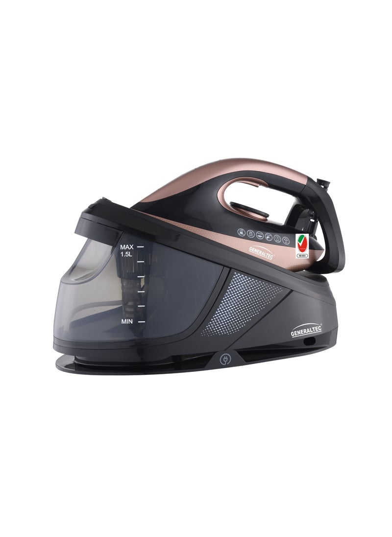 جنرال تيك Generaltec Steam Iron Station, Steam Generator with Steam Shot Button, 1.5L, 2600-3100 W, Gold and Black 