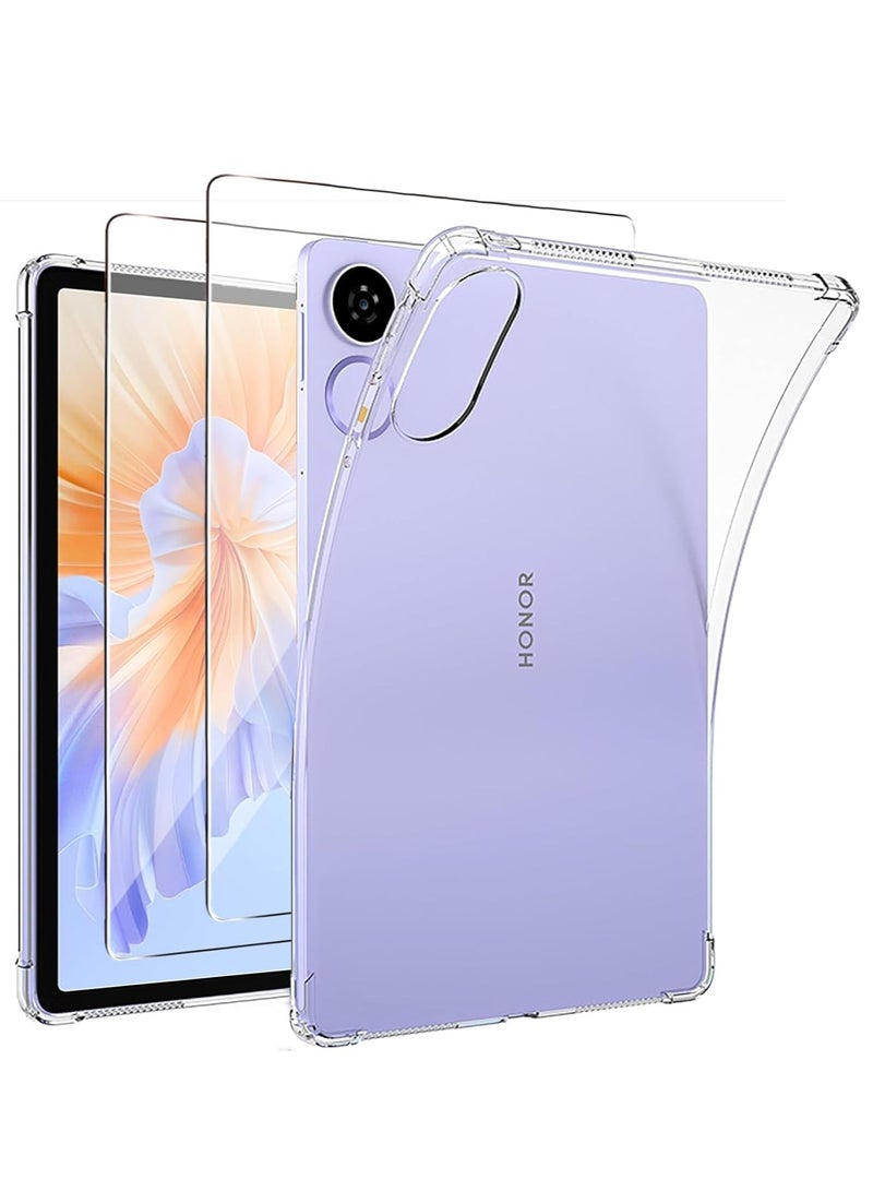 [1+2 Sets] For Honor Pad V9 11.5 inch Tablet Case & Screen Protector Soft Silicone Shock Absorption Protective Cover 9H Tempered Glass Film HD Clear Scratch Resistant Bubble-Free Easy Installation - Image 1