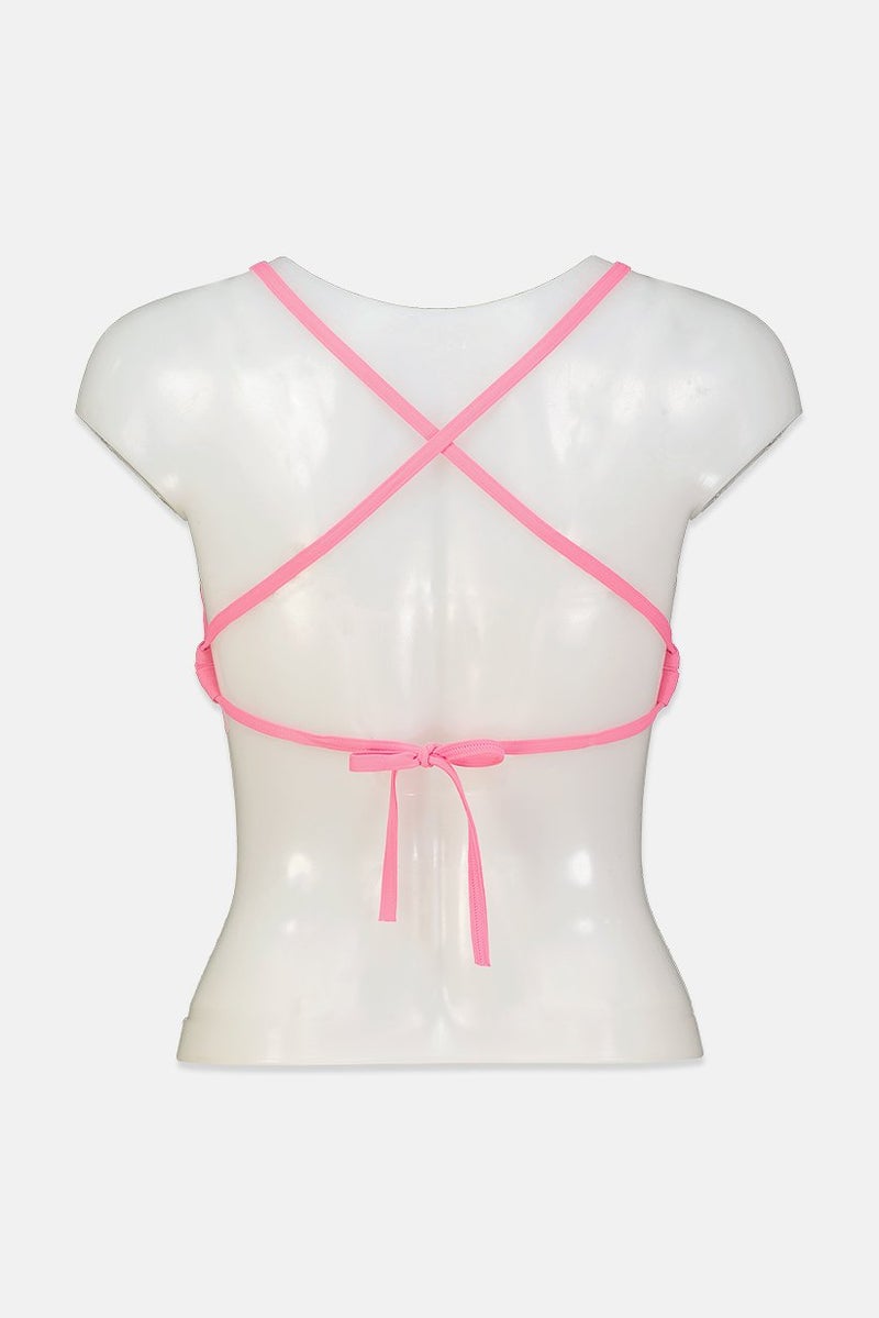 arena Women Arena Solid Tie Back Swimwear Bra, Pink - Image 2