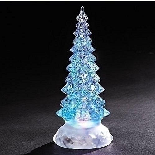 Roman Holiday Pine Tree Multicolored Light Up Glitter Confetti Swirl 8.5 Inch Acrylic Tabletop Figurine - Image 2