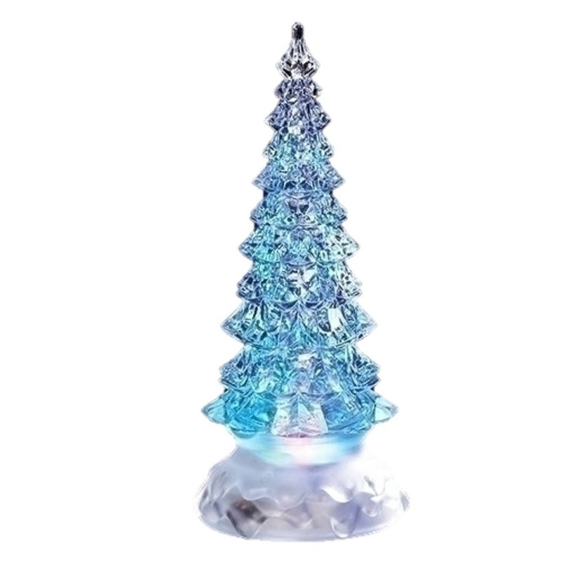 Roman Holiday Pine Tree Multicolored Light Up Glitter Confetti Swirl 8.5 Inch Acrylic Tabletop Figurine - Image 1