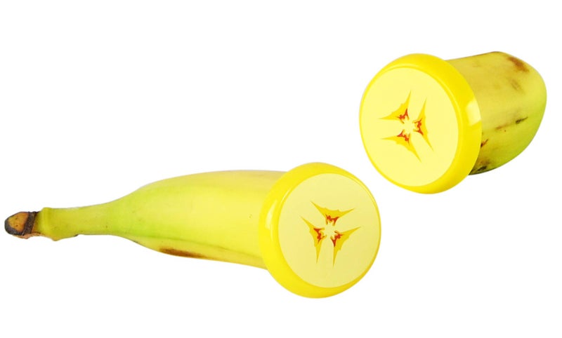 HOME-X Fresh Banana Cover  Reusable Produce Keeper  Banana End Caps  Set of 2-2  D x 1  H  Yellow - Image 1