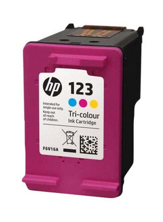 خرطوشة حبر أصلية ثلاثية الألوان 123، تعمل مع طابعات HP DeskJet 1100 و2100 و2300 و2600 و3600 و3800 و4600 وHP ENVY 4520 وHP OfficeJet 3800 أرجواني/أصفر/سماوي - view 2
