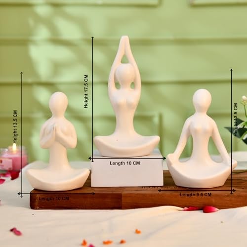 CraftVatika Home Decor Decoration Items for Living Room, Modern Art Lady Yoga Posture Set of 3, Decorative Showpiece Gift for Women, Housewarming Wedding Gifts, Office Shelf Decorations - Image 4