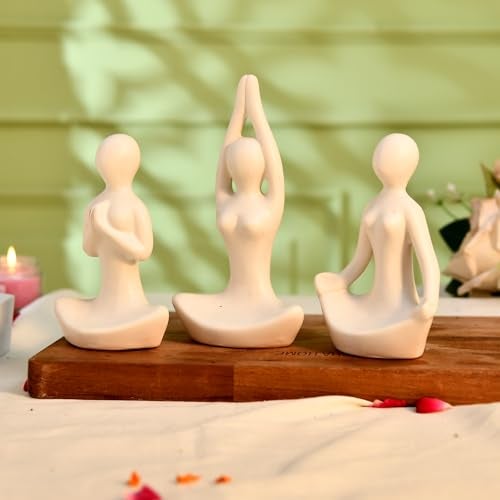CraftVatika Home Decor Decoration Items for Living Room, Modern Art Lady Yoga Posture Set of 3, Decorative Showpiece Gift for Women, Housewarming Wedding Gifts, Office Shelf Decorations - Image 2