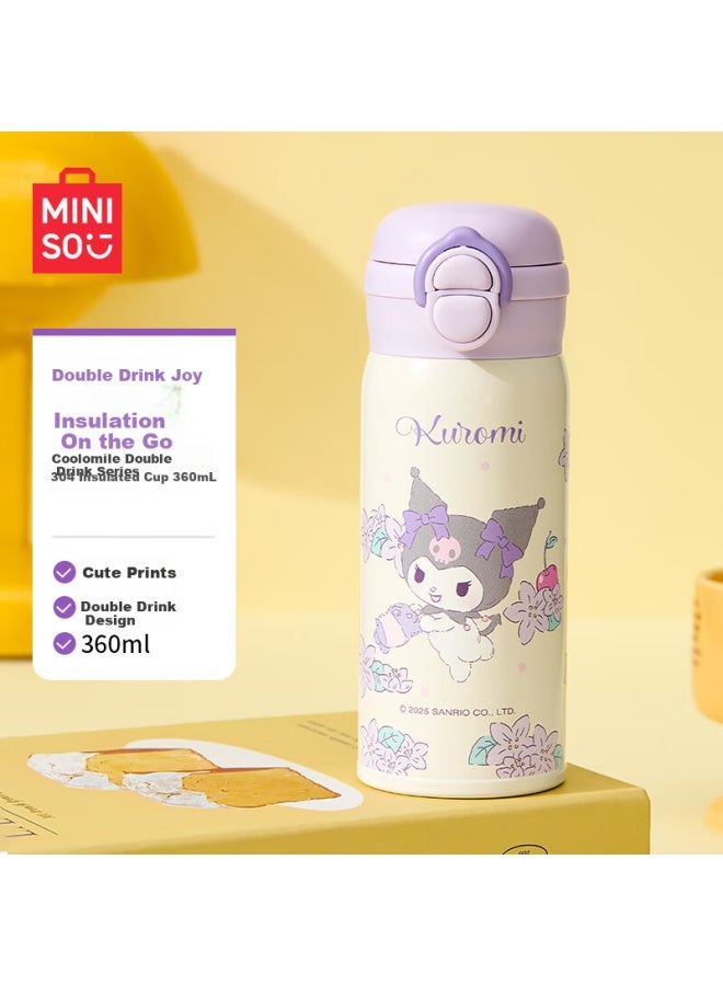 Miniso Kuromi Leshi Dual-drinking Series 304 Insulated Cup 360ml - Image 1