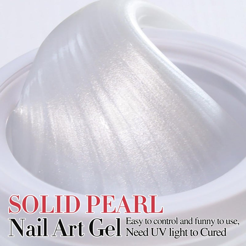 Double Rhythm 3D Nail Gel Pearl Solid Sculpting Gel for Nail Art Non-Sticky Hard Gel for Building Carving Molding Nail Extension Soak Off UV/LED Nail Art Salon Home DIY 0.5 Oz (Silver-Silk 01) - Image 4