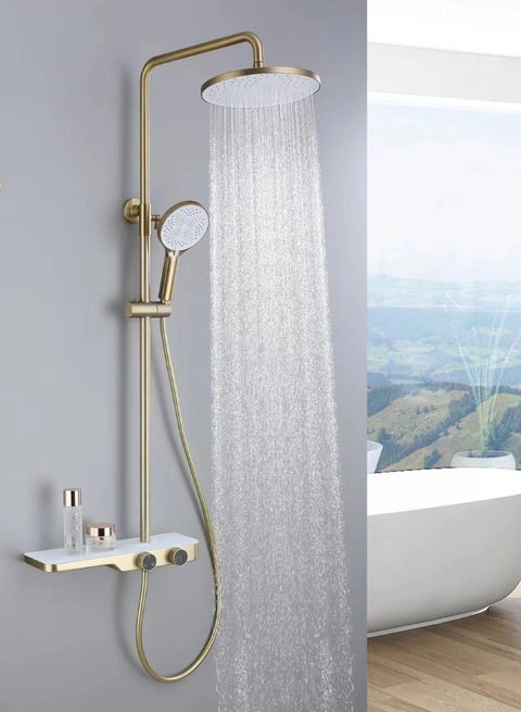Brushed Gold Bathroom Shower Faucet System Set Manufacturer