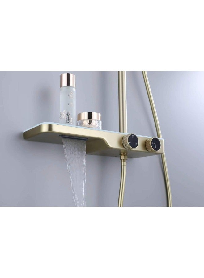 Brushed Gold Bathroom Shower Faucet System Set Manufacturer