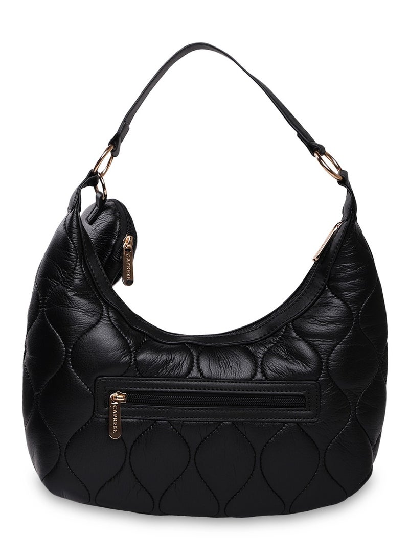 CAPRESE - Caprese Briar Abstract Black Faux Leather Medium Hobo Handbag - Image 1