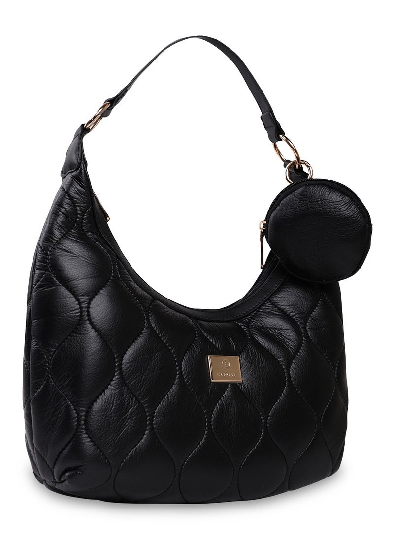 CAPRESE - Caprese Briar Abstract Black Faux Leather Medium Hobo Handbag - Image 1