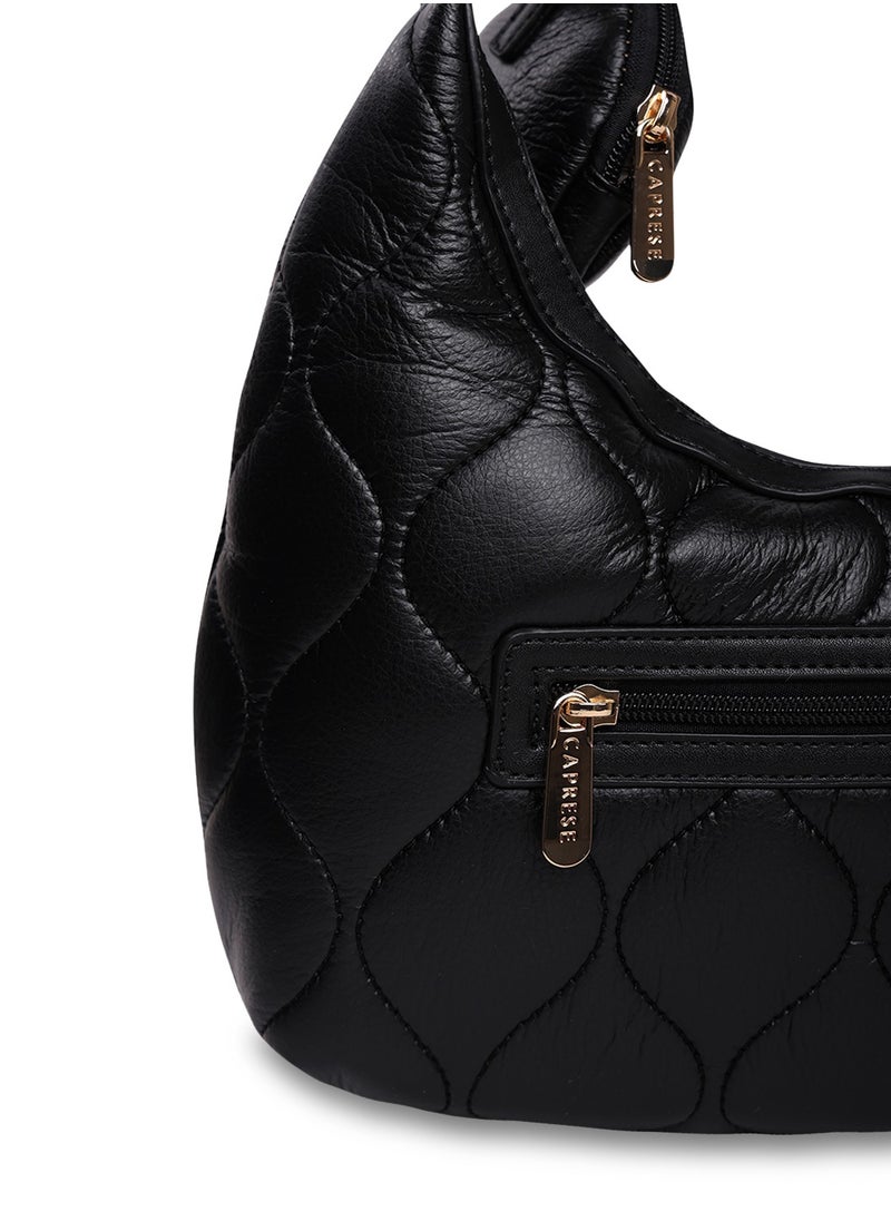 CAPRESE - Caprese Briar Abstract Black Faux Leather Medium Hobo Handbag - Image 1