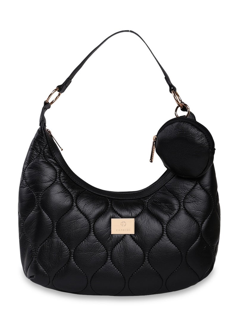 CAPRESE - Caprese Briar Abstract Black Faux Leather Medium Hobo Handbag - Image 1