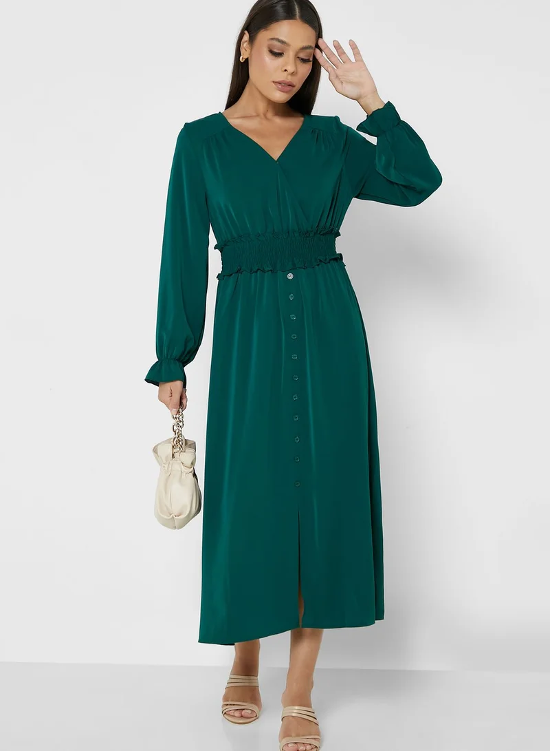 ELLA Shirred Midi Dress