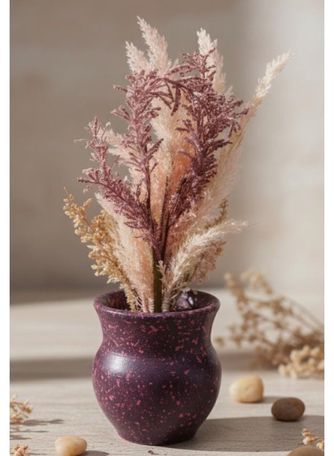 أي كي دي سي نبات البامباس الاصطناعي التالي - ريش خفيف في وعاء خزفي، عصري وأنيق للمنازل المعاصرة، 35 سم،"- ريش خفيف من رغوة البوليسترين لأسلوب عصري. - Image 1