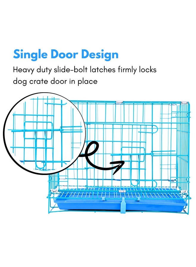 قفص معدني للكلاب مع صينية قابلة للإزالة للكلاب/الأرنب الأزرق-(18 بوصة) - Image 5