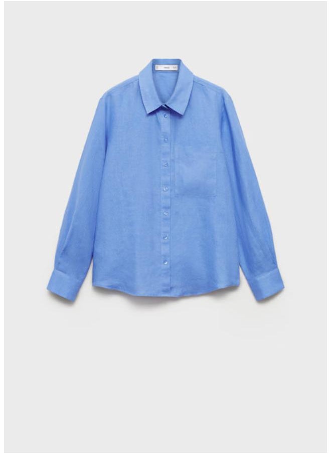 MANGO Casual Pocket Linen Shirt  - Image 1