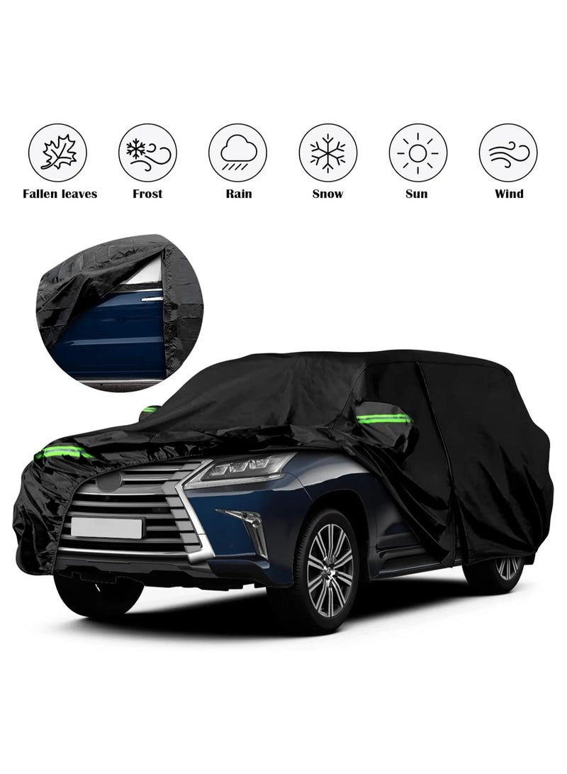 Zipporah All Weather Protection Car Cover for Lexus LX (2008-2024), 6 Layers Waterproof Coating with Reflectors, Soft Interior Lint Layer, Security Lock, Straps, Clips and Zipper (Black) - Image 2