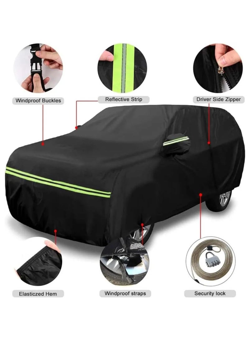 Zipporah All Weather Protection Car Cover for Lexus LX (2008-2024), 6 Layers Waterproof Coating with Reflectors, Soft Interior Lint Layer, Security Lock, Straps, Clips and Zipper (Black) - Image 3