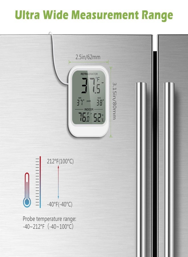 KeeKit Refrigerator Thermometer, Digital Freezer Thermometer with Waterproof Probe & Suction Cup, Temperature Monitor with Alarm, LCD Display, Min/Max Recording, for Fridge, Aquarium, Food Storage - Image 2