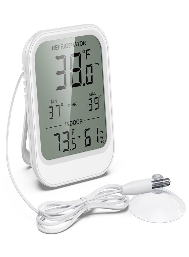 KeeKit Refrigerator Thermometer, Digital Freezer Thermometer with Waterproof Probe & Suction Cup, Temperature Monitor with Alarm, LCD Display, Min/Max Recording, for Fridge, Aquarium, Food Storage - Image 1