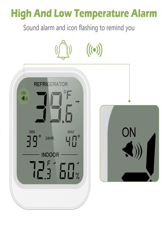 KeeKit Refrigerator Thermometer, Digital Freezer Thermometer with Waterproof Probe & Suction Cup, Temperature Monitor with Alarm, LCD Display, Min/Max Recording, for Fridge, Aquarium, Food Storage - Image 3