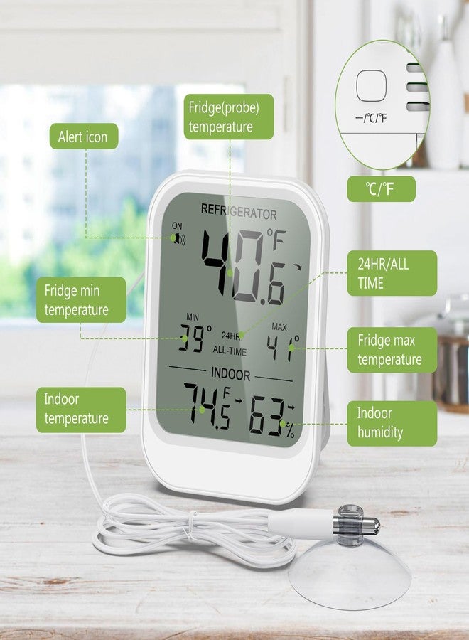 KeeKit Refrigerator Thermometer, Digital Freezer Thermometer with Waterproof Probe & Suction Cup, Temperature Monitor with Alarm, LCD Display, Min/Max Recording, for Fridge, Aquarium, Food Storage - Image 5