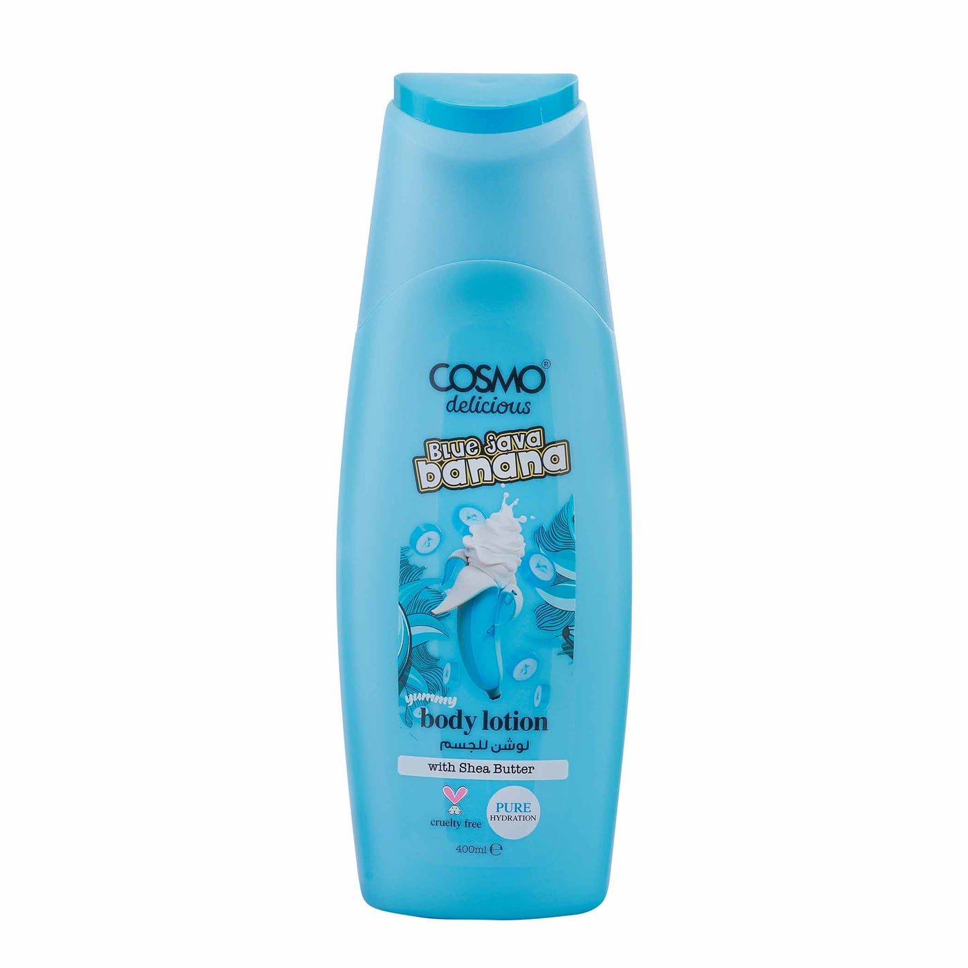 Cosmo Delicious Blue Java Banana With Shea Butter Pure Hydration Body Lotion 400ml, Hydrating & Nourishing, Non Greasy, Light Weight, Fast Absorbing Lotions, For All Skin Types, Sweet Banana Fragrance