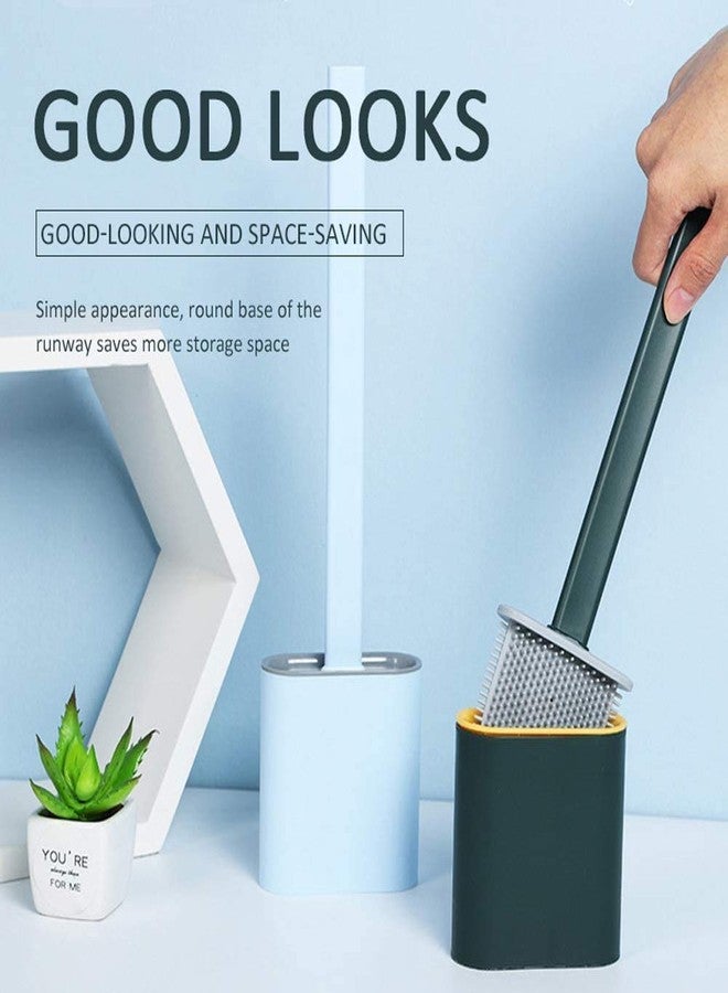 RD MALL Silicone Antibacterial Bristles Toilet Brush with Holder Set - Deep-Cleaning Silicone Toilet Brush No-Slip Long Plastic Handle Quick Drying Flexible Bristles Brush Clean Toilet Corner Easily - Image 5