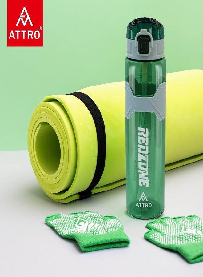 ATTRO Plastic Squad Sports 1000ml Water Bottle with Flip Top Lid, Hand Strap & Straw BPA Free Leak Proof Ideal for Gym Workout, Outdoor, School & Office - Green - Image 3