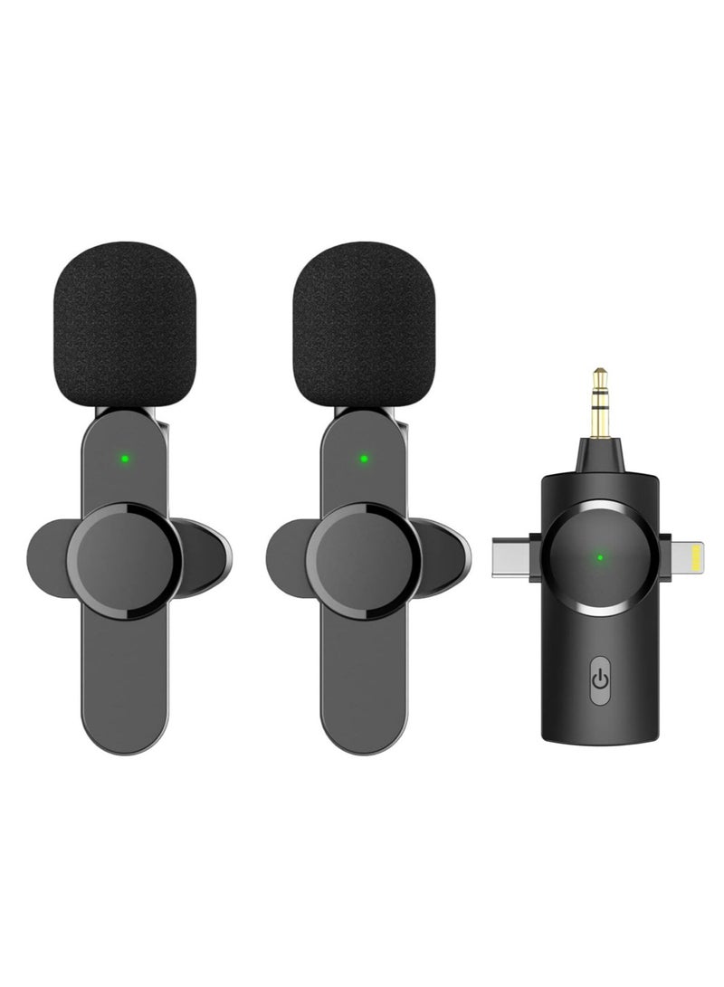 Dual Wireless Lapel Microphone for iPhone, Android, Camera-Cordless Double Mics Plug-Play 2.4G Ultra Low Delay Built-in Noise Reduction Chip 7H Long Working Time for Two-Person Creator - Image 1