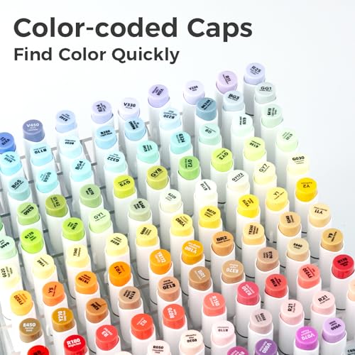 Ohuhu Alcohol Markers Brush Tip, AP Certificated 24 Basic Colors Double Tipped Alcohol Based Art Marker Set for Artist Sketching Adult Coloring Illustration - Brush and Fine Dual Tips - Honolulu B - Image 4