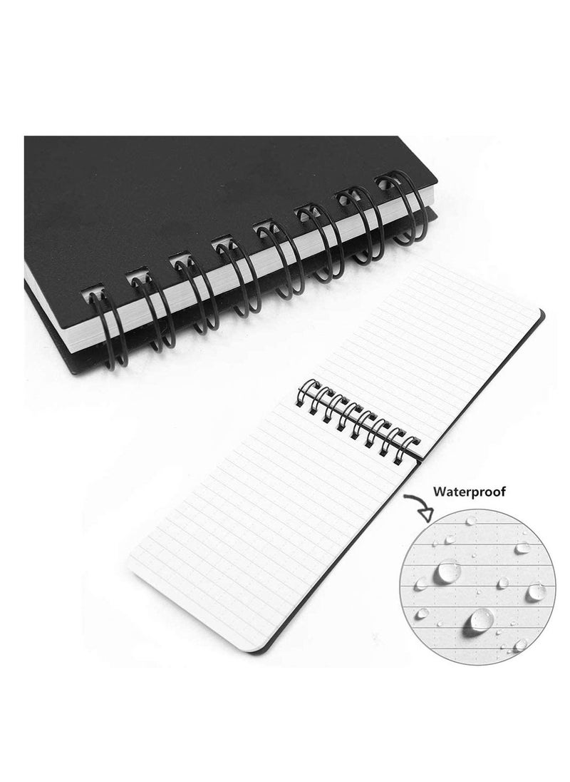 SYOSI - 6 Pack Mini Spiral Notebooks, A7 Waterproof Notebook, Top-Opening, Black Cover Pocket Notepad for Outdoor Activities Recording and Tactical Pocket, 3" x 5", 50 Sheets - Image 1
