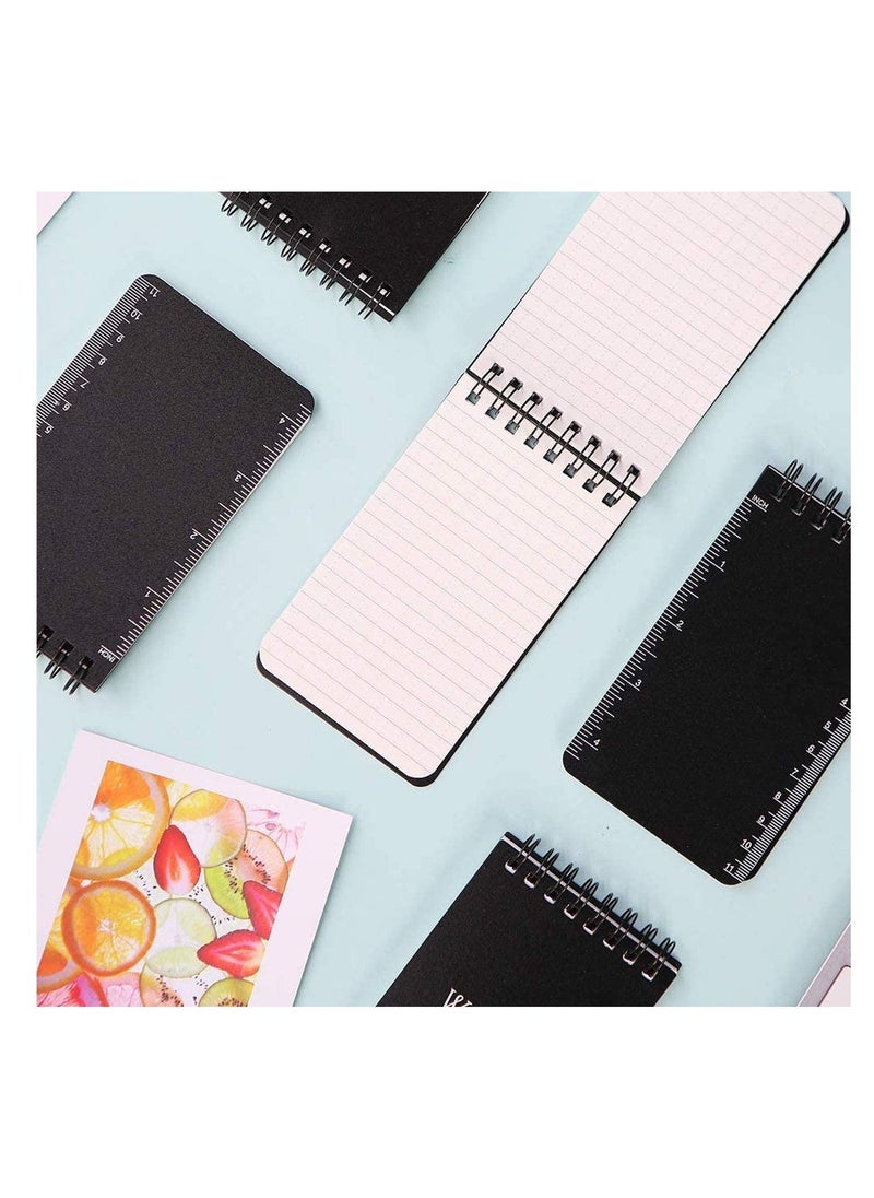 SYOSI - 6 Pack Mini Spiral Notebooks, A7 Waterproof Notebook, Top-Opening, Black Cover Pocket Notepad for Outdoor Activities Recording and Tactical Pocket, 3" x 5", 50 Sheets - Image 1