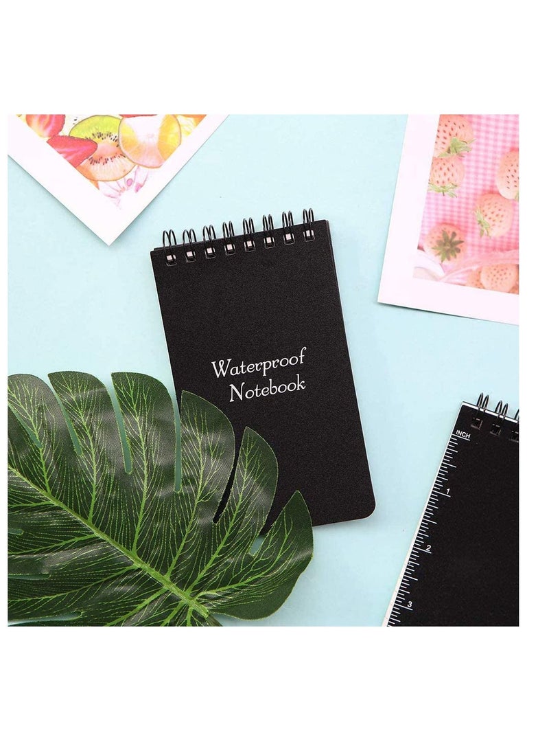 SYOSI - 6 Pack Mini Spiral Notebooks, A7 Waterproof Notebook, Top-Opening, Black Cover Pocket Notepad for Outdoor Activities Recording and Tactical Pocket, 3" x 5", 50 Sheets - Image 1
