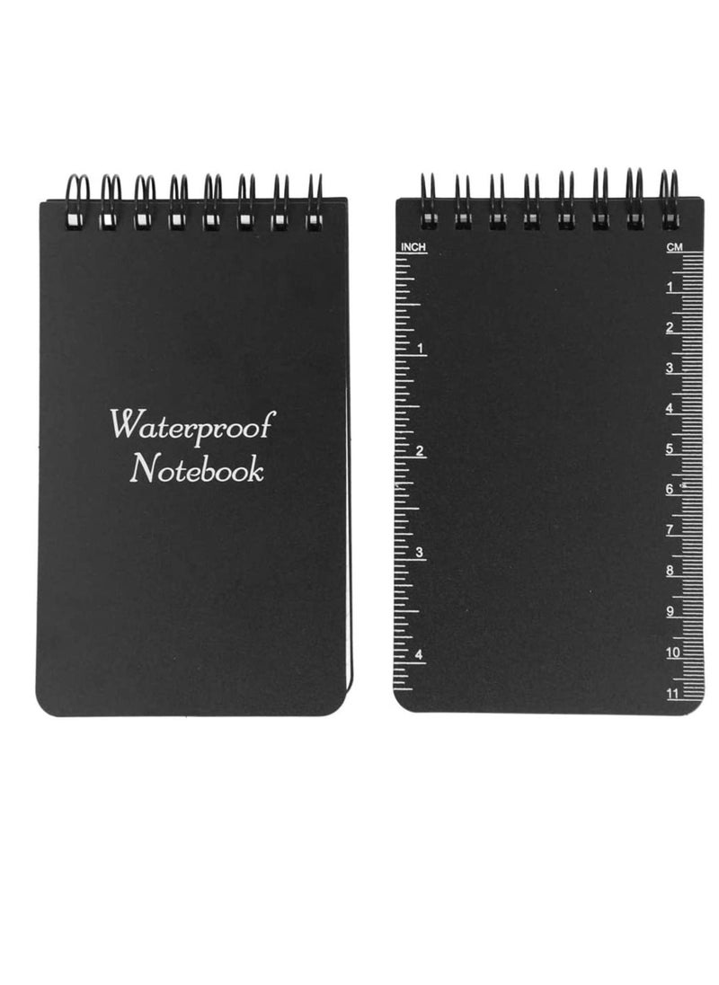 SYOSI - 6 Pack Mini Spiral Notebooks, A7 Waterproof Notebook, Top-Opening, Black Cover Pocket Notepad for Outdoor Activities Recording and Tactical Pocket, 3" x 5", 50 Sheets - Image 1