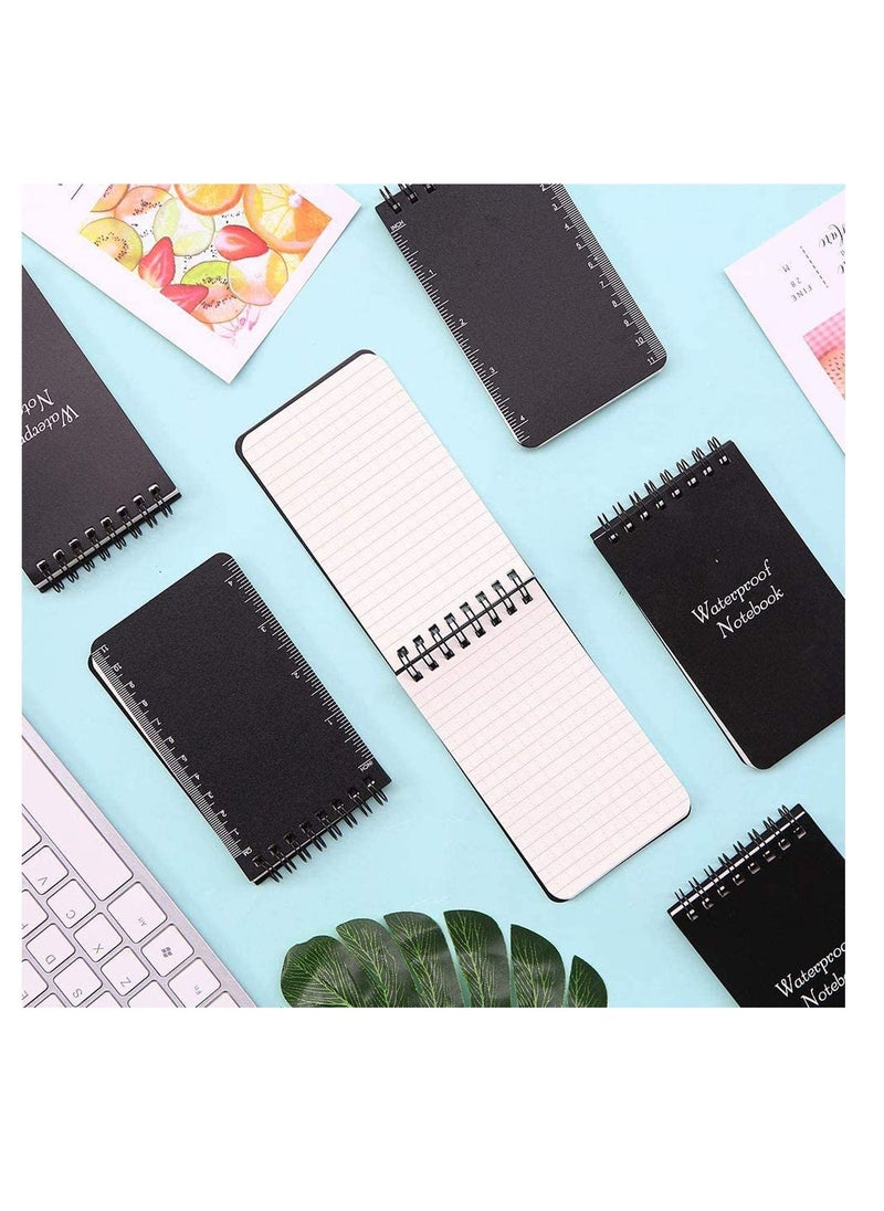 SYOSI - 6 Pack Mini Spiral Notebooks, A7 Waterproof Notebook, Top-Opening, Black Cover Pocket Notepad for Outdoor Activities Recording and Tactical Pocket, 3" x 5", 50 Sheets - Image 1