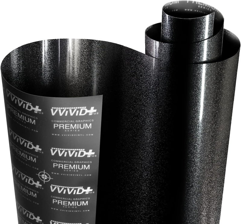 VViViD فيلم تغليف السيارات الفينيل الفاخر VViViD+ Ultra Gloss - أسود معدني لامع (1 قدم × 5 أقدام) - Image 1