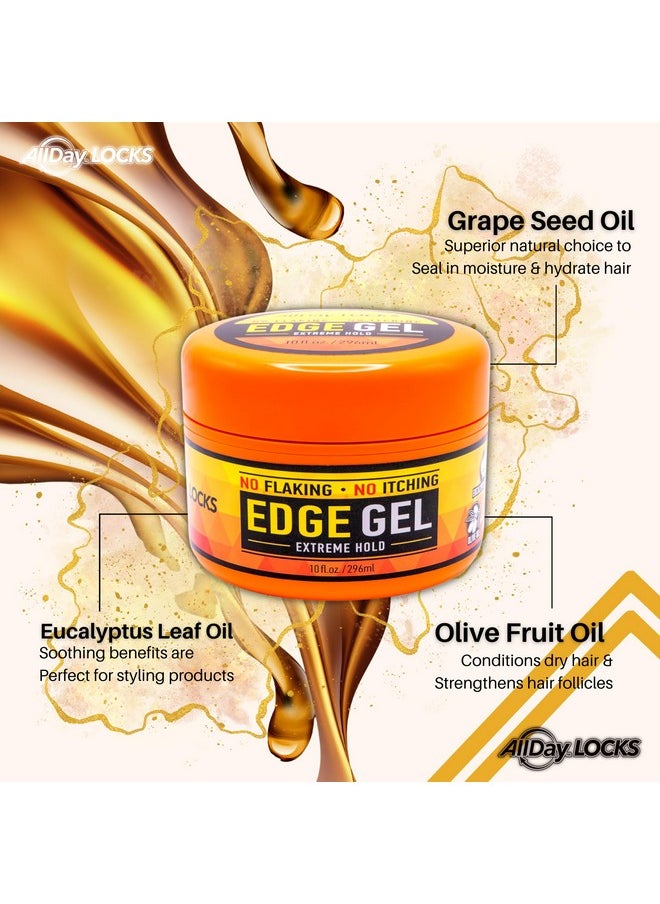AllDay Locks - Edge Gel ; Extreme Hold Edge Control Gel ; No Flaking Itching Or Split Ends ; Long Lasting Style For Braids Locks Twists Cornrows ; 10 Oz - Image 1